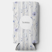  Lavendel Witte Strepen Floral Vrijgezellenfeest Seltzer Blikjeskoeler (Voorkant)