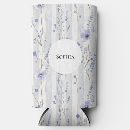  Lavendel Witte Strepen Floral Vrijgezellenfeest Seltzer Blikjeskoeler (Voorkant)