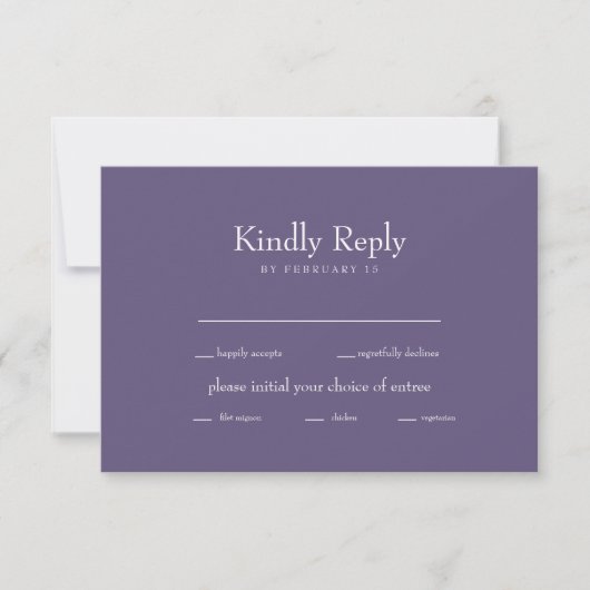 Lavendel Witte Tekst Bruiloft RSVP Reactie Kaartje (Voorkant)