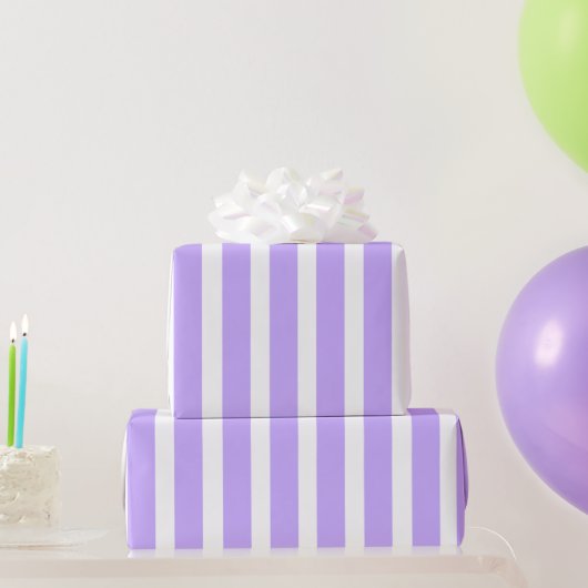 Lavendel & Witte Verticale Streep Inpakpapier (Feestgeschenken)