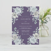 Lavendel Witte Waterverf Bloemen Bruiloft Kaart (Staand voorkant)