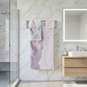 Lavendel wolk waterverf hemels bad handdoek