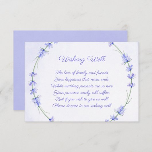 Lavendel Wreath Bruiloft Wishing Well Kaarten (Voorkant / Achterkant)
