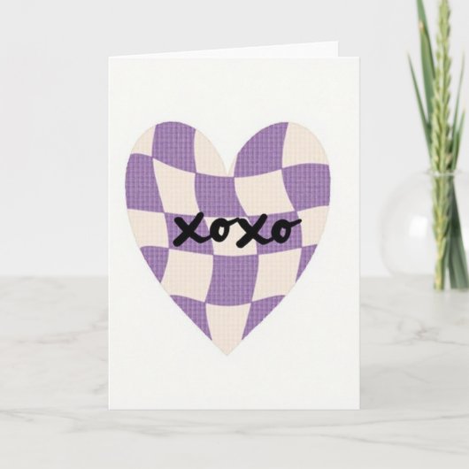 Lavendel Xoxo Grafische Hart Kaart (Voorkant)