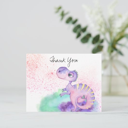 ** Lavendel Yellow Dragon Baby Boy Baby shower Bedankkaart (Staand voorkant)