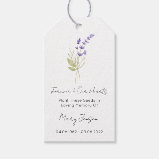 Lavendel Zaadpakket Rouwkaartjes Cadeaulabel (Voorkant)