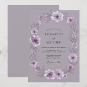Lavendel Zachte Bloeiende Bruiloft Kaart (Voorkant / Achterkant)