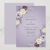 Lavendel Zachte Bloemrijke Bruiloft Kaart (Voorkant / Achterkant)