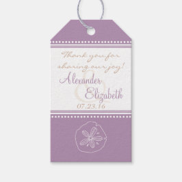 Lavendel Zand Dollar Strand Bruiloft Gast Favor Cadeaulabel