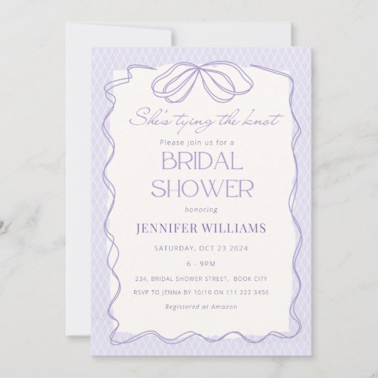 Lavendel Ze bindt de knoop kant Vrijgezellenfeest Kaart (Voorkant)