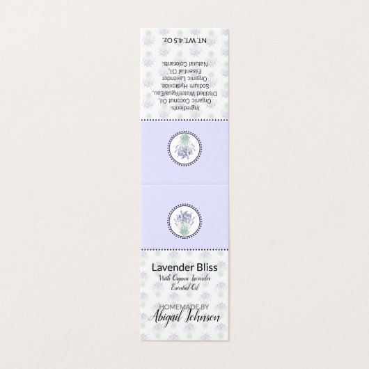 Lavendel Zelfgemaakt Bad & Body Label | Cadeau Lab Kaart (Buitenkant ongevouwen)