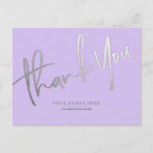 Lavendel Zilver Dank u Elegant Universal Briefkaart