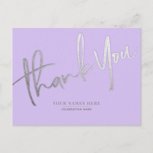 Lavendel Zilver Dank u Elegant Universal Briefkaart (Voorkant)