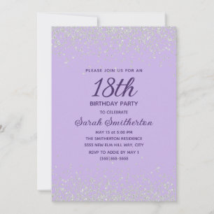 Lavendel Zilver Diamant Glitter 18e Verjaardag Kaart