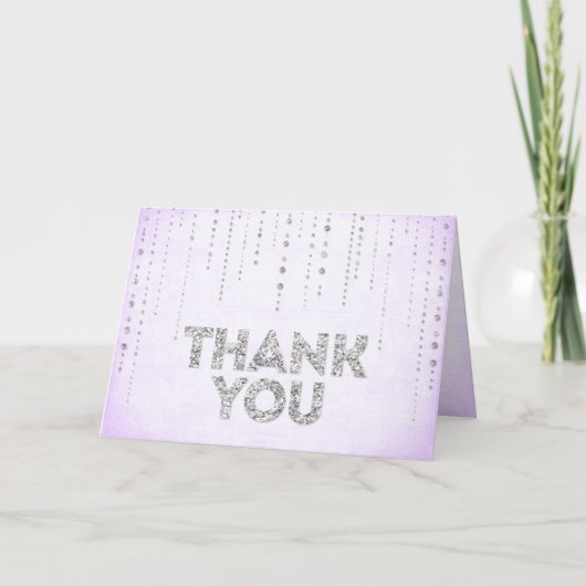 Lavendel & Zilver Glitter Bedankkaart (Voorkant)