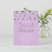 Lavendel Zilver Glitter Bruilofts Uitnodiging (Staand voorkant)