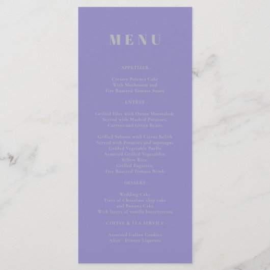 Lavendel Zilver Menu Eenvoudig (Voorkant)
