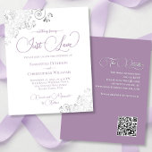 Lavendel Zilver QR Code BUDGET bruiloft uitnodigin