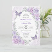 Lavendel Zilver Quinceanera Mis Quince 15 Anos Kaart (Staand voorkant)