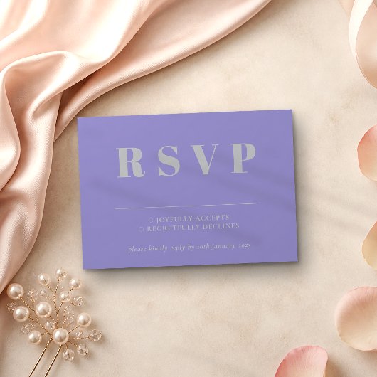 Lavendel Zilver RSVP Huwelijksreactie Kaartje