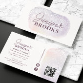 Lavendel Zilver Social Media QR Code Glitter Visitekaartje