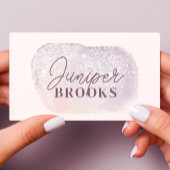 Lavendel Zilver Sociale Media QR Code Glitter Visitekaartje