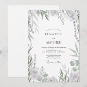 Lavendel Zilveren Blad Eucalyptus Bruiloft Kaart (Voorkant / Achterkant)