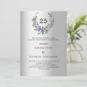 Lavendel zilveren luxe 25e trouwdag kaart (Staand voorkant)