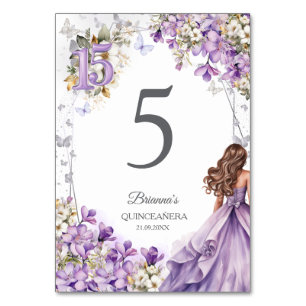 Lavendel Zilveren Tiara Vlinder Quinceañera  Kaart