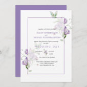 Lavendel zoete erwten bloemenbruiloft uitnodiging (Voorkant / Achterkant)