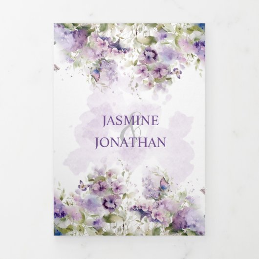 Lavendel zoete erwten drievoudige bruiloft drieluik uitnodiging (Cover)