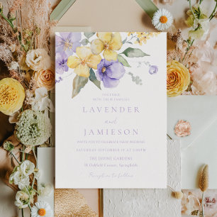 Lavendel & Zonneschijn Bloemen Zomer Bruiloft Kaart