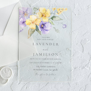 Lavendel & Zonneschijn Bloemige Zomer Bruiloft Acryl Uitnodigingen