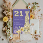 Lavendel & Zonneschijn Gouden Gown 21ste Verjaarda Kaart<br><div class="desc">Lavendel & Sunshine Gold Gown 21st Birthday Party Invitation Bekijk bijpassend collectie in Niche en Nest Store</div>