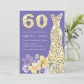 Lavendel & Zonneschijn Gouden Jurk 60e Verjaardags Kaart (Staand voorkant)