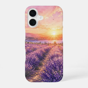 Lavendel Zonsondergang Pad Phonehoes iPhone 16 Hoesje