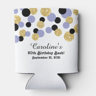 Lavendel, Zwart en Goud Glitter Confetti 50ste Blikjeskoeler