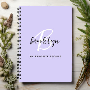 Lavendel zwart en wit monogram receptenboek notitieboek