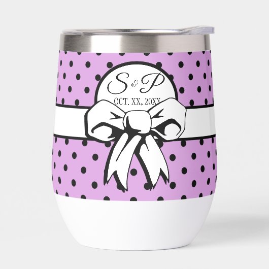 Lavendel zwart polka dot witte boog gepersonalisee (Links)
