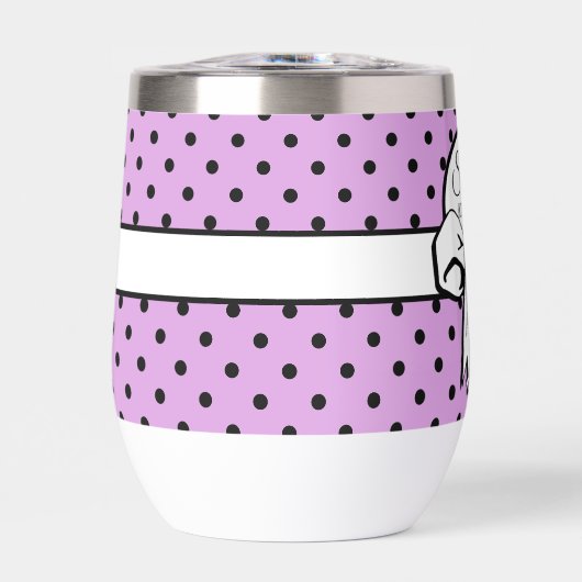 Lavendel zwart polka dot witte boog gepersonalisee (Voorkant)