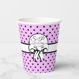Lavendel zwart polka dot witte boog gepersonalisee papieren bekers