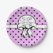 Lavendel zwart polka dot witte boog gepersonalisee papieren bordje (Voorkant)