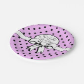 Lavendel zwart polka dot witte boog gepersonalisee papieren bordje (Gekanteld)