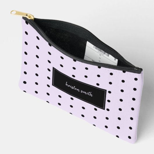 Lavendel zwart polka dots patroon etui (Open)