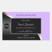 Lavendel Zwart Wavy Roos Goud Logo Product Labels (Voorkant)