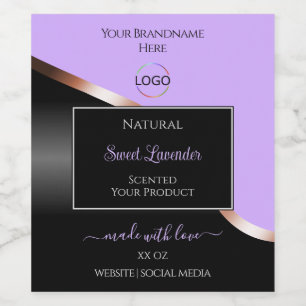 Lavendel Zwart Wavy Roos Goud Logo Product Labels Wijn Etiket