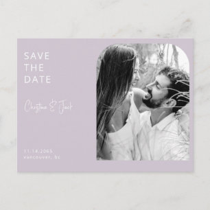 Lavendel zwart-wit foto boog trouwkaart save the d briefkaart