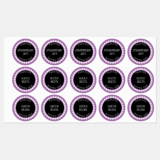 Lavendel, Zwart-wit Inblikken Label Stickers (Vel)