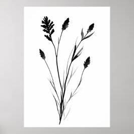 Lavendel zwart-wit single flower art poster