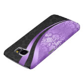 Lavendel & zwarte damast dynamische strepen Case-Mate samsung galaxy hoesje (Onderkant)